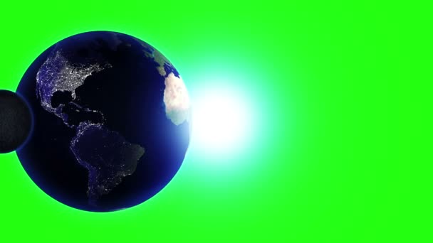 Planet Earth in space rotates 360 degrees. LOOPED animation on GREEN SCREEN - Footage, Video