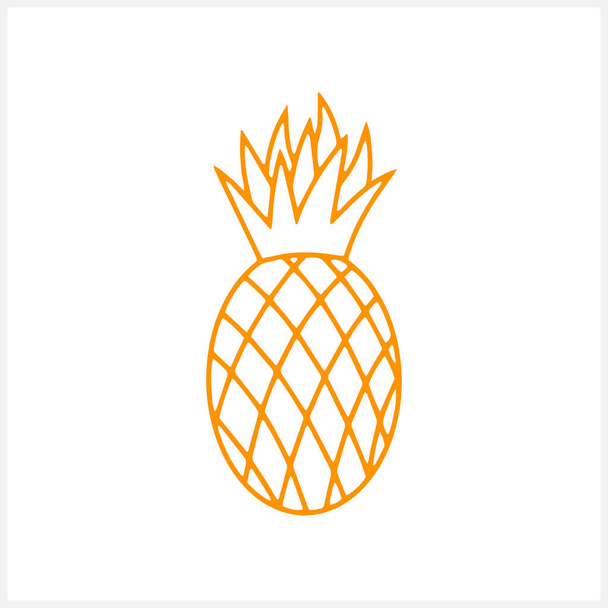 Doodle food icon isolated. Hand drawn line art. Pineapple Sketch fruit. Vector stock illustrations. EPS 10 - Vektori, kuva