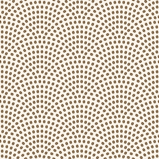 Vector wavy seamless pattern. Brown coffee beans on a beige background - Vettoriali, immagini