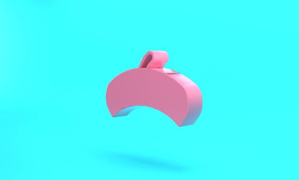 Pink French beret icon isolated on turquoise blue background. Minimalism concept. 3D render illustration. - Fotoğraf, Görsel