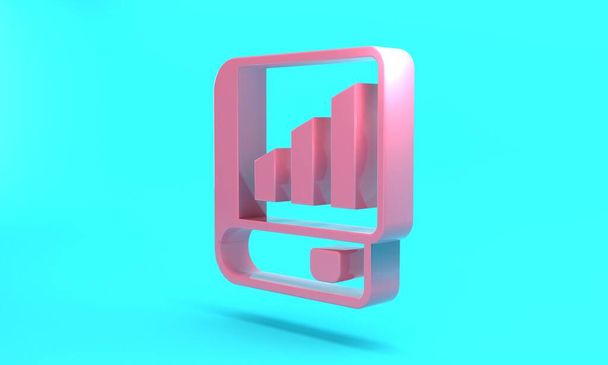 Pink Financial book icon isolated on turquoise blue background. Minimalism concept. 3D render illustration. - Foto, Imagem