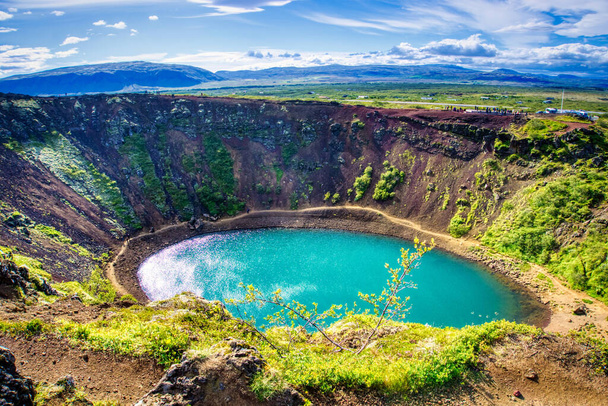 Kerid - volcanic crater with a lake inside, Iceland - hdr photograph - Fotografie, Obrázek