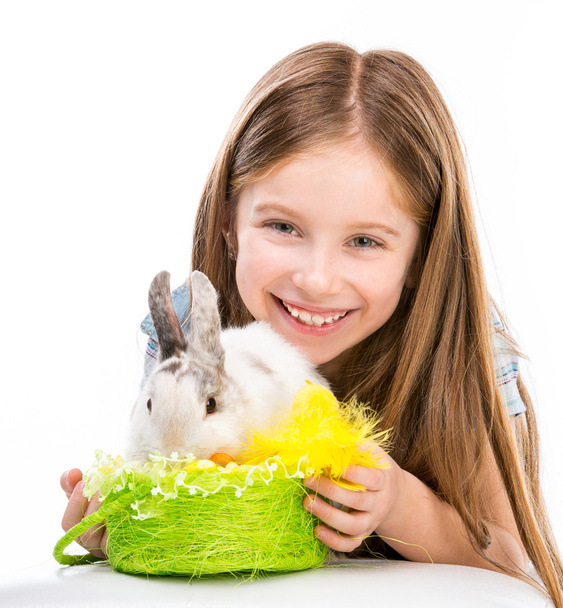 little girl with rabbit - Valokuva, kuva