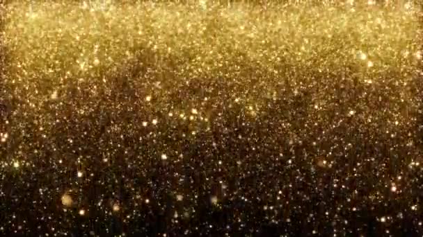 Looping animated christmas background of golden light particles falling on dark background - Video