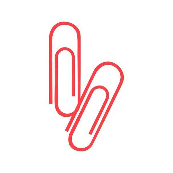 Few red paperclips illustration. School supply flat design. Office element - stationery and school supply. Back to school. Paper clips for notes icon. - Vector, Image