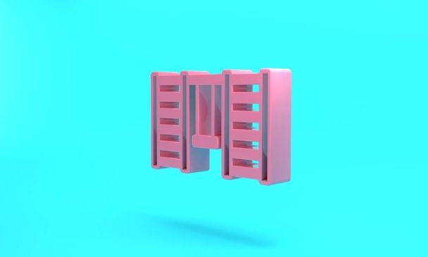 Pink Wooden Swedish wall icon isolated on turquoise blue background. Swedish stairs. Minimalism concept. 3D render illustration. - Fotoğraf, Görsel