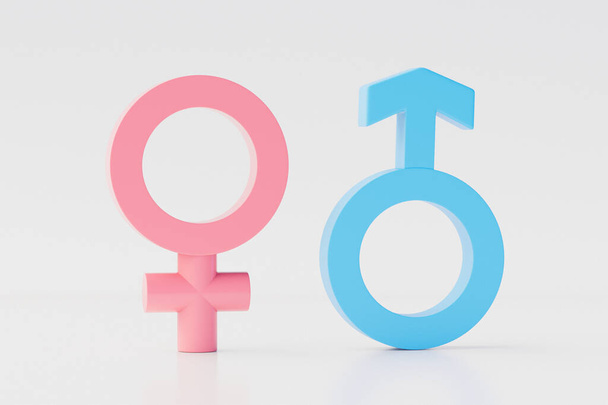 Male and female symbol icon on white background. 3d illustration - Valokuva, kuva