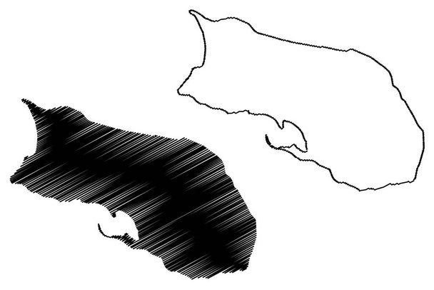 Coche eiland (Bolivariaanse Republiek Venezuela, Cenrtal Amerika, Caribische eilanden) kaart vector illustratie, krabbel schets Isla de Coche kaart - Vector, afbeelding