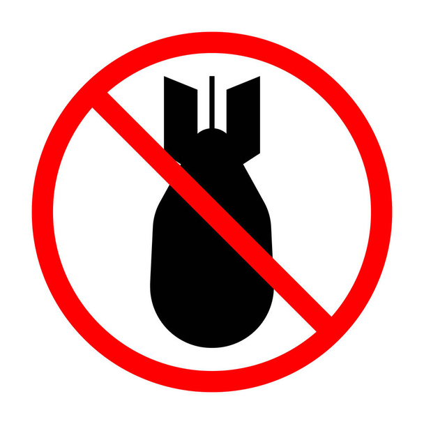 No bomb sign. Air bomb is forbidden. Prohibited sign of air bomb. Red prohibition sign. Vector illustration - Vektör, Görsel