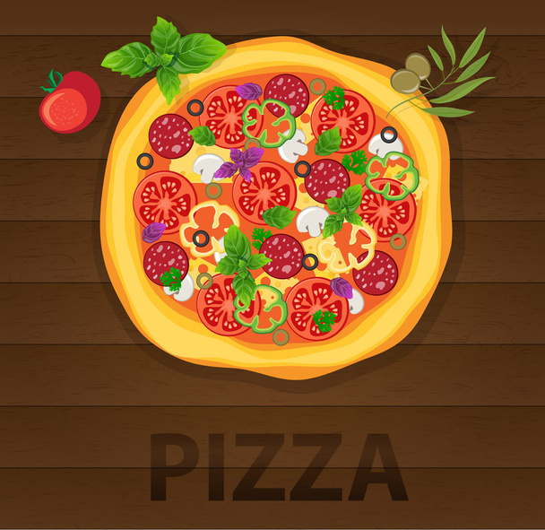 Delicious pizza - Vector, Imagen