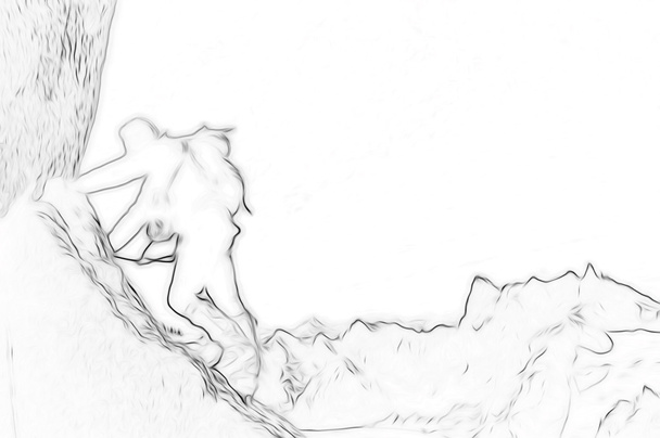 Erkek tırmanıcı, dağ tırmanışı spor. Outl ile stilize siluet - Fotoğraf, Görsel