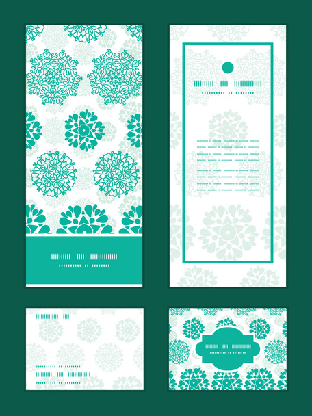 Vetor abstrato verde círculos decorativos estrelas listrado vertical quadro convite padrão saudação, RSVP e obrigado cartões definidos
 - Vetor, Imagem