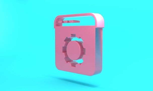 Pink Browser setting icon isolated on turquoise blue background. Adjusting, service, maintenance, repair, fixing. Minimalism concept. 3D render illustration. - Zdjęcie, obraz