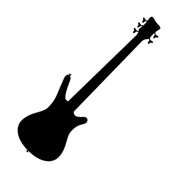 エレキベースギターアイコン。ギターの黒いシルエット。楽器のアイコンを隔離。ベクターイラスト. - ベクター画像