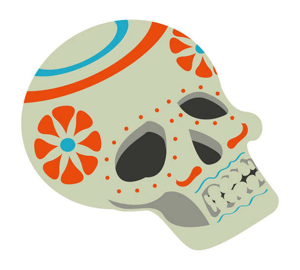 Икона головы черепа мексиканской культуры - Вектор,изображение