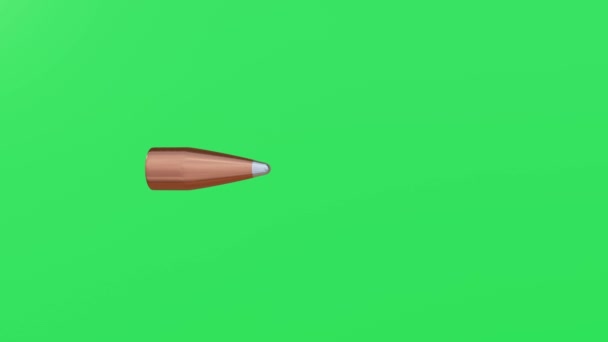 Bullet flies on chromakey background. Gun shot. Green screen. - Video