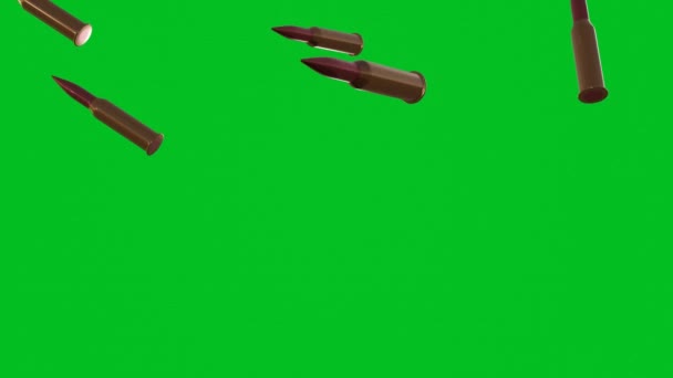 Many bullets falling down on chromakey background. Green screen. - Filmagem, Vídeo