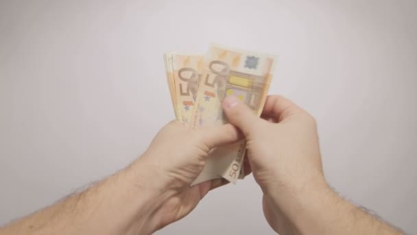Pov hands counting euros - Imágenes, Vídeo