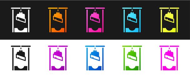 Set Guillotine medieval execution icon isolated on black and white background. Vector. - Wektor, obraz