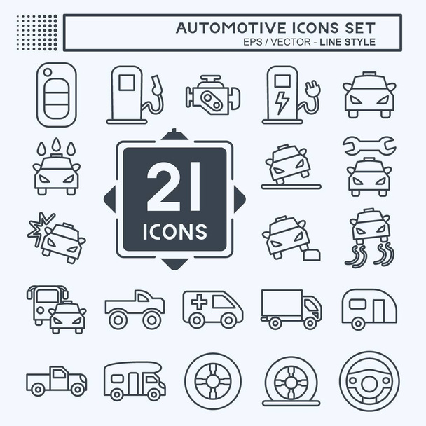 Icon Set Automotive. suitable for education symbol. line style. simple design editable. design template vector. simple illustration - Vektor, Bild