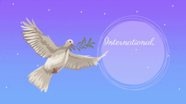 peace day international celebration lettering ,4k video animated - Πλάνα, βίντεο