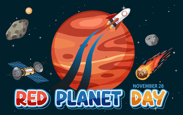 Red Planet Day Banner Design illustration - Vektör, Görsel