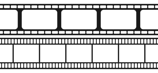 Set of seamless film strips. Tape of movie template on white background. Vector illustration - Vector, Imagen
