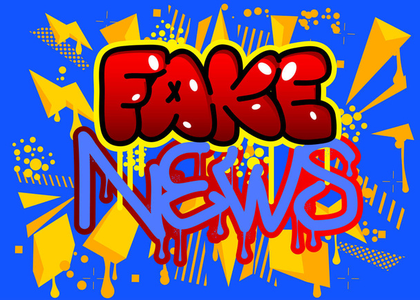 Fake News Graffiti tag. Abstract modern street art decoration performed in urban painting style. - Vecteur, image