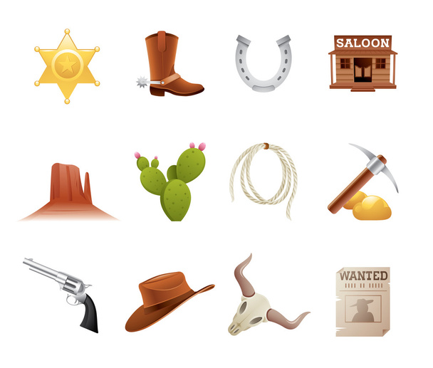 Wild west icons - Vector, Image