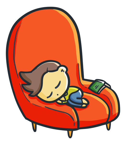 A vector of a boy sleeping on the armchair - Vektor, obrázek