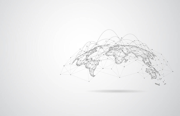 Connessione di rete globale. Mappa del mondo punto e linea concetto di composizione del business globale. Illustrazione vettoriale - Vettoriali, immagini