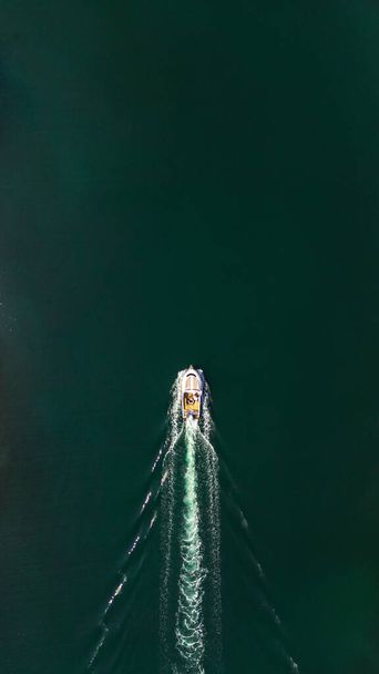 A drone photograph of a boat in the sea of Marmara - Photo, image