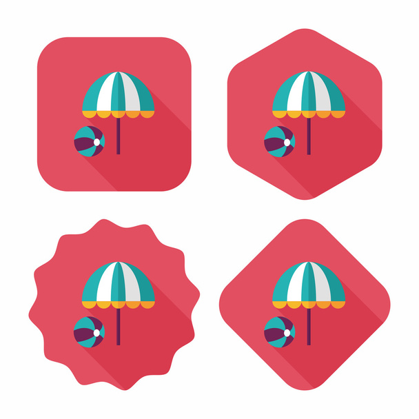 beach umbrella with ball flat icon with long shadow,eps10 - Vetor, Imagem
