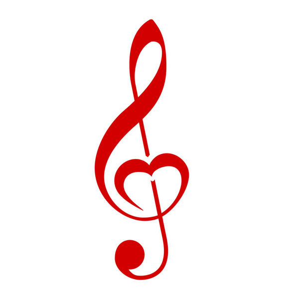 treble g clef with love heart - Vetor, Imagem