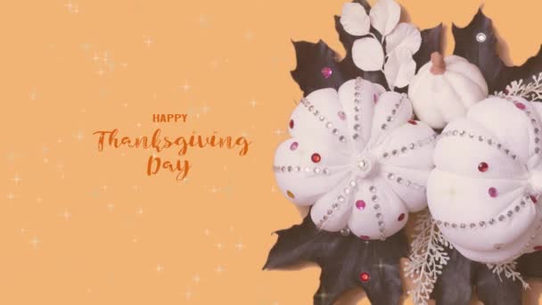 Happy Thanksgiving Day greeting video 4k with autumn composition from decorative pumpkins. High quality 4k footage - Video, Çekim