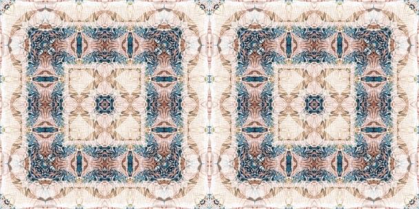 Ретро-бохо геометрический калейдоскоп шарф рисунок фона границы. Красочные винтажные azulejos эффект ленты края обрезки Дамаск. Модная шаль бесконечная бандана - Фото, изображение