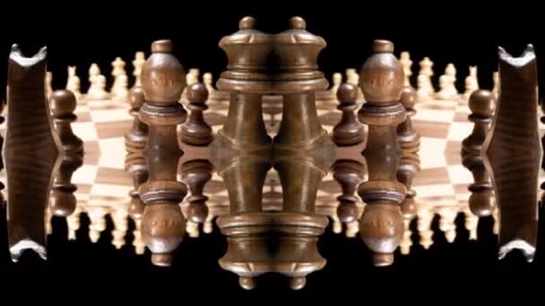 A chess board close up in macro spinning around  - Filmati, video