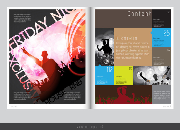Musical magazine spread layout - Vector, Image