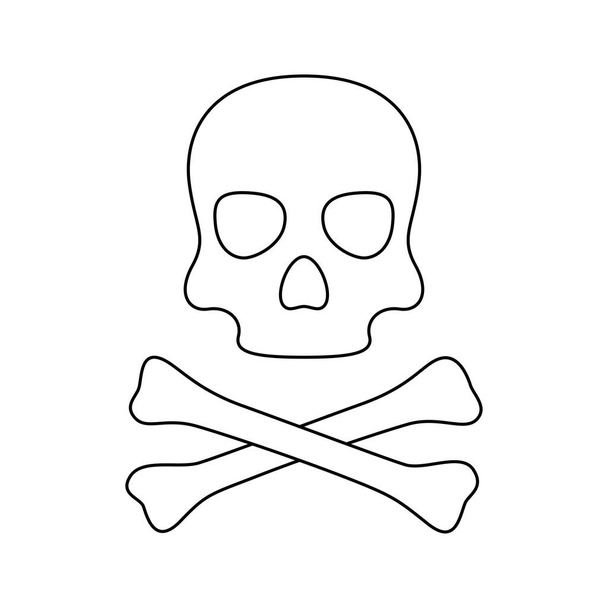Раскраска с черепом и крестообразными костями для детей - Вектор,изображение