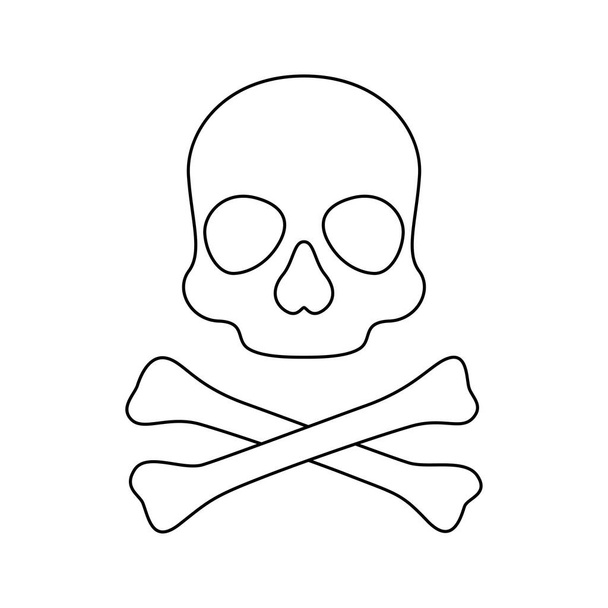 Раскраска с черепом и крестообразными костями для детей - Вектор,изображение