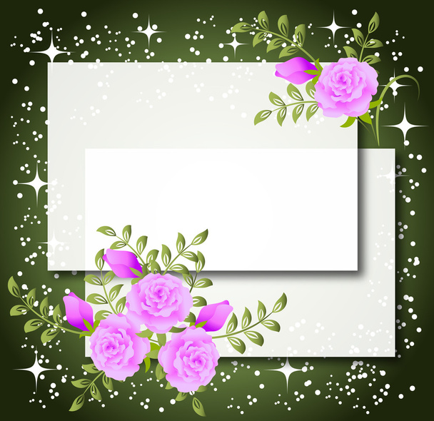 Floral vector background with paper - Διάνυσμα, εικόνα