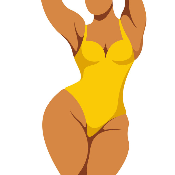 Woman in bikini. Beach underwear. Love and accept any body type
