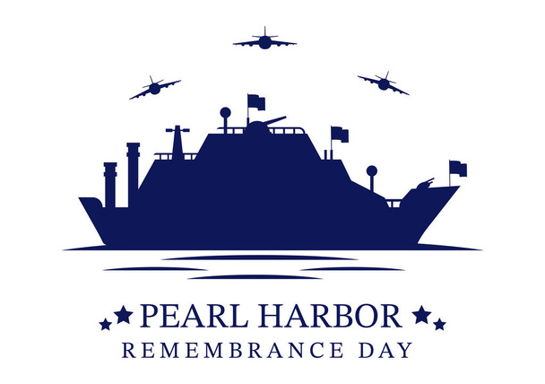Happy Pearl Harbor Ημέρα Μνήμης στις 7 Δεκεμβρίου Πρότυπο Χέρι Σχεδιασμένο Γελοιογραφία επίπεδη απεικόνιση για το Εθνικό Μνημείο της Τελετής - Διάνυσμα, εικόνα