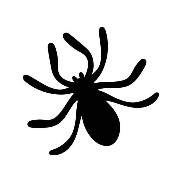 Spider silhouette, isolated on white background. Vector illustration, traditional Halloween decorative element. Halloween silhouette black spider - for cricut, design or decor. - Vector, Image