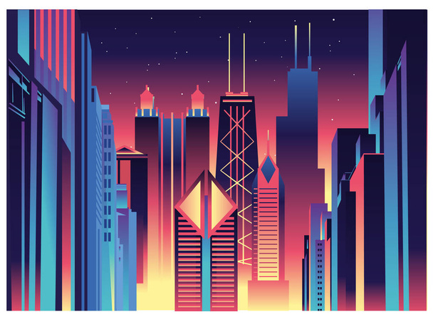 Chicago skyline vector destination - Vetor, Imagem