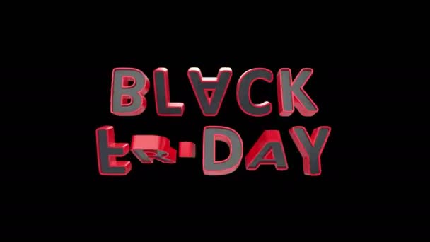 Черная пятница, промо-анимация с вращающимися черными и красными буквами - Кадры, видео