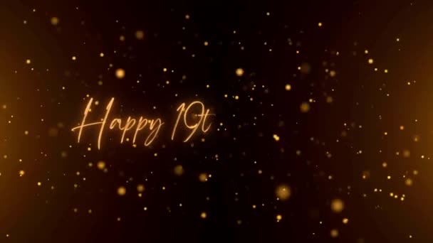 4K Happy Anniversary Text Animation. Animated Happy Anniversary with golden text. Black and golden bokeh background. Suitable for anniversary event, party and celebration. - Záběry, video