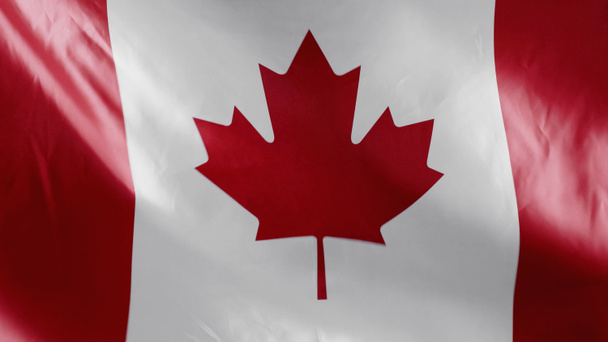 top view of national canadian flag with red maple leaf - Foto, Imagen