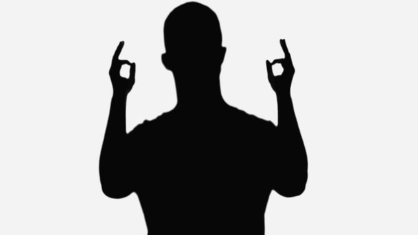 black silhouette of man showing okay signs isolated on white - Φωτογραφία, εικόνα