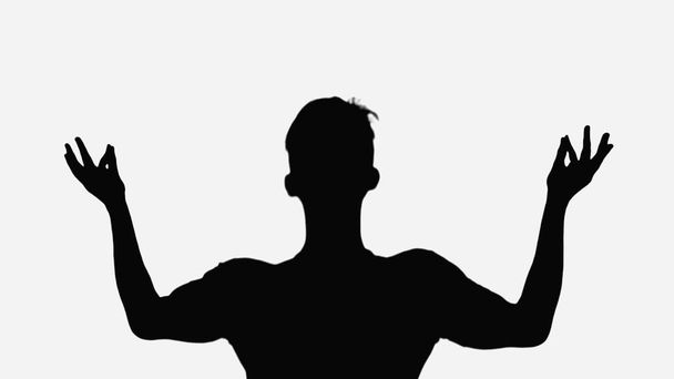 чорний силует людини, що роздумує ізольовано на білому
 - Фото, зображення